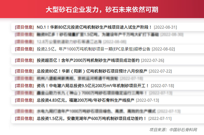 大型砂石企业发力，砂石行业未来依然可期