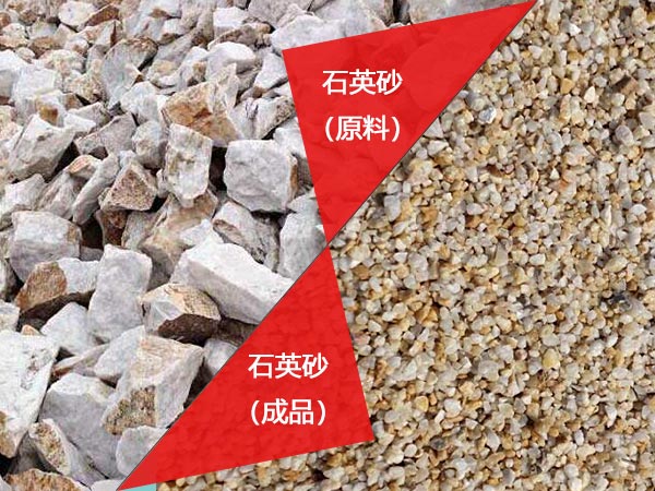 石英砂加工前后对比